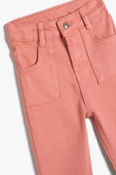 Koton Kız Bebek Pantolon Rahat Kesim Cepli Pamuklu Püskül Detaylı - 3