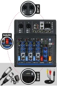 Midex MDX-45S Ses Mikseri Stüdyo Kayıt İçin 4 Kanal Ses Kartlı +48V Phantomlu Kayıt Mikseri thumbnail 1