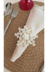 pekars 12'li Inci Kartanesi Peçete Yüzüğü Peçetelik Peçete Halkası Çeyizlik Hediyelik Sofra Sunumu thumbnail 1