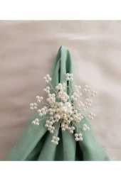 pekars Gümüş Renk 2 Adet Inci Kar Tanesi Peçete Yüzüğü Halkası thumbnail 2