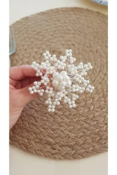 pekars 4'lü Inci Kartanesi Peçete Yüzüğü Peçetelik Peçete Halkası Çeyizlik Hediyelik Sofra Sunumu thumbnail 2