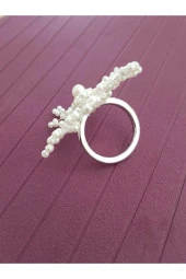 pekars Gümüş Renk 4 Adet Inci Kar Tanesi Peçete Yüzüğü Halkası - 5