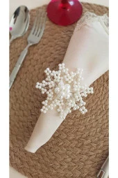 pekars Gümüş Renk 8 Adet Inci Kar Tanesi Peçete Yüzüğü Halkası Çeyizlik Sunum Sofra Organizasyon Için thumbnail 1