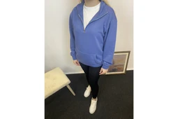 Kadın 3 iplik Yarım Fermuarlı Kanguru Çepli Sweatshırt spr24swk22 - 8