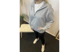 Kadın 3 iplik Yarım Fermuarlı Kanguru Çepli Sweatshırt spr24swk22 - 5