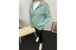 Kadın 3 iplik Yarım Fermuarlı Kanguru Çepli Sweatshırt spr24swk22 - 3