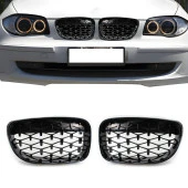 S-Dizayn Bmw 1 Serisi E81/E87 Ön Panjur Böbrek Parlak Siyah Piano Black Diamond Model 2008-2012 - 1