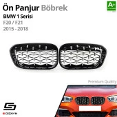 S-Dizayn Bmw 1 Serisi F20/F21 Ön Panjur Böbrek Parlak Siyah Çerçeveli Krom Diamond Model 2015-2019 - 2