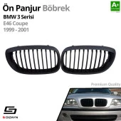 S-Dizayn Bmw 3 Serisi E46 Coupe Ön Panjur Böbrek Parlak Siyah Piano Black Düz Model 1999-2001 thumbnail 2