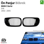 S-Dizayn Bmw 3 Serisi E46 Ön Panjur Böbrek Parlak Siyah Piano Black Düz Model 2002-2005 thumbnail 2