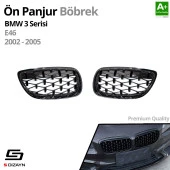 S-Dizayn Bmw 3 Serisi E46 Ön Panjur Böbrek Parlak Siyah Piano Black Diamond Model 2002-2005 thumbnail 2