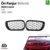 S-Dizayn Bmw 3 Serisi E46 Ön Panjur Böbrek Parlak Siyah Çerçeveli Krom Diamond Model 2002-2005 thumbnail 2