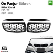 S-Dizayn Bmw 3 Serisi E90/E91 Ön Panjur Böbrek Parlak Siyah Piano Black Diamond Model 2005-2008 thumbnail 2
