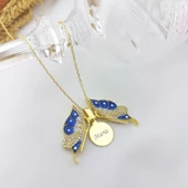 Vaoov 925 Ayar Gümüş İsimli Açılan Gold Kelebek Kolye thumbnail 5