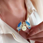 Vaoov 925 Ayar Gümüş İsimli Açılan Gold Kelebek Kolye thumbnail 1