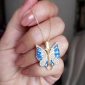 Vaoov 925 Ayar Gümüş İsimli Açılan Gold Kelebek Kolye thumbnail 2