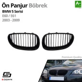 S-Dizayn Bmw 5 Serisi E60/E61 Ön Panjur Böbrek Parlak Siyah Piano Black Düz Model 2003-2009 thumbnail 2