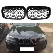 S-Dizayn Bmw X3 F25 Ön Panjur Böbrek Parlak Siyah Çerçeveli Krom Diamond Model 2011-2013 - 1