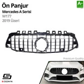 S-Dizayn Mercedes A-Class W177 Ön Panjur Parlak Siyah Piano Black GTR Model 2019 Üzeri - 2