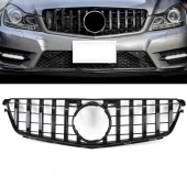 S-Dizayn Mercedes C-Class W204 Ön Panjur Parlak Siyah Piano Black GTR Model 2007-2014 thumbnail 1