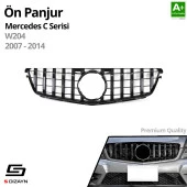 S-Dizayn Mercedes C-Class W204 Ön Panjur Parlak Siyah Piano Black GTR Model 2007-2014 thumbnail 2