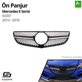 S-Dizayn Mercedes E-Class W207 Ön Panjur Parlak Siyah Piano Black Diamond Model 2014-2016 - 2