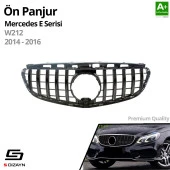 S-Dizayn Mercedes E-Class W212 Ön Panjur Parlak Siyah Piano Black GTR Model 2014-2016 - 2