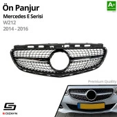 S-Dizayn Mercedes E-Class W212 Ön Panjur Parlak Siyah Piano Black Diamond Model 2014-2016 - 2