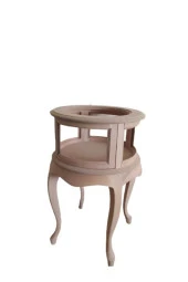 Gümüşlük vitrin 18504 YUVARLAK Model LEYLEK Bacak HAM Kayın Aslan Ayak El Yapım thumbnail 1