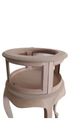 Gümüşlük vitrin 18504 YUVARLAK Model LEYLEK Bacak HAM Kayın Aslan Ayak El Yapım thumbnail 3