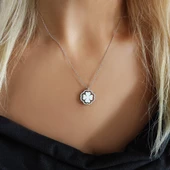 Vaoov 925 Ayar Gümüş Rodyum Kaplama Dönen Yonca Kolye thumbnail 2