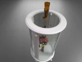 Gümüşlük vitrin 17432 Yuvarlak MODEL Beyaz Kayın Aslan ayak 3raf Bombe Cam 120cm thumbnail 2