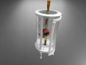 Gümüşlük vitrin 17432 Yuvarlak MODEL Beyaz Kayın Aslan ayak 3raf Bombe Cam 120cm thumbnail 3