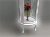 Gümüşlük vitrin 17432 Yuvarlak MODEL Beyaz Kayın Aslan ayak 3raf Bombe Cam 120cm thumbnail 5