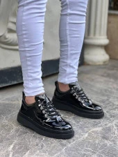 KB-X4 Siyah Rugan Siyah Yüksek Taban Bağcıklı Günlük Erkek Ayakkabı thumbnail 1