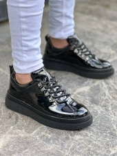 KB-X4 Siyah Rugan Siyah Yüksek Taban Bağcıklı Günlük Erkek Ayakkabı thumbnail 2