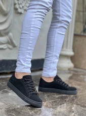 KB-122  Siyah Süet Siyah Yüksek Taban Bağcıklı Günlük Erkek Ayakkabı thumbnail 1