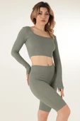 DoReMi Uzun Kollu Kare Yaka Fitilli Crop-21857 - 1