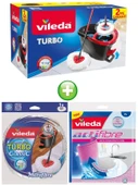 Vileda Turbo Pedallı Temizlik Seti (Komple Set)+Turbo Yedek Mop Paspas Ucu+Actifibre Mikrofiber Bez thumbnail 1