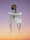 Gümüşlük vitrin 18220 Yuvarlak MODEL Leylek Bacak Parlak Beyaz Kayın Aslan Ayak thumbnail 2