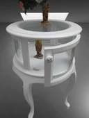 Gümüşlük vitrin 18220 Yuvarlak MODEL Leylek Bacak Parlak Beyaz Kayın Aslan Ayak thumbnail 3