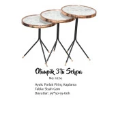 Brc Olimpik 13407 Zigon Sehpa Beyaz Mermer Desen Parlak rose Kaplama Temper cam - 1