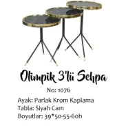 Brc Zigon Küpe 13408 Model Sehpa Metal  Bakır Gold renk Kırılmaz cam tabla Elyapı - 1