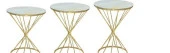 Brc Zigon 13411 Rivoli Model Beyaz Mermer desen Metal Gold Kaplama Ayak El Yapım - 3