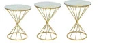 Brc Zigon 13411 Rivoli Model Beyaz Mermer desen Metal Gold Kaplama Ayak El Yapım - 4
