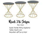 Brc Zigon Sehpa 13412 RİVOLİ Model Siyah Cam tabla Gold Parlak Ayak El Yapım thumbnail 1