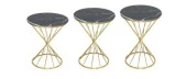 Brc Zigon 13413 Rivoli Model Sehpa  Düz Siyah Metal parlak Gold Ayak El Yapım - 2