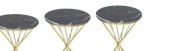 Brc Zigon 13413 Rivoli Model Sehpa  Düz Siyah Metal parlak Gold Ayak El Yapım - 3
