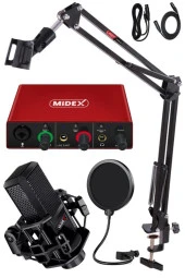 Midex MX2020-GLX-500 PRO Midex Ses Kartı ve Condenser Mikrofon Stand Filtre Set thumbnail 3