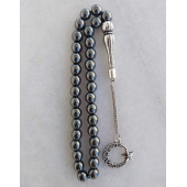 Dogal Taş Hematit Tesbih,33 Taneli Metal ayyıldız püsküllü tespih - 3